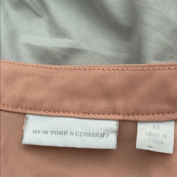 New York & Company Peach Ruffle Lace-Up Blouse - Picture 5 of 6